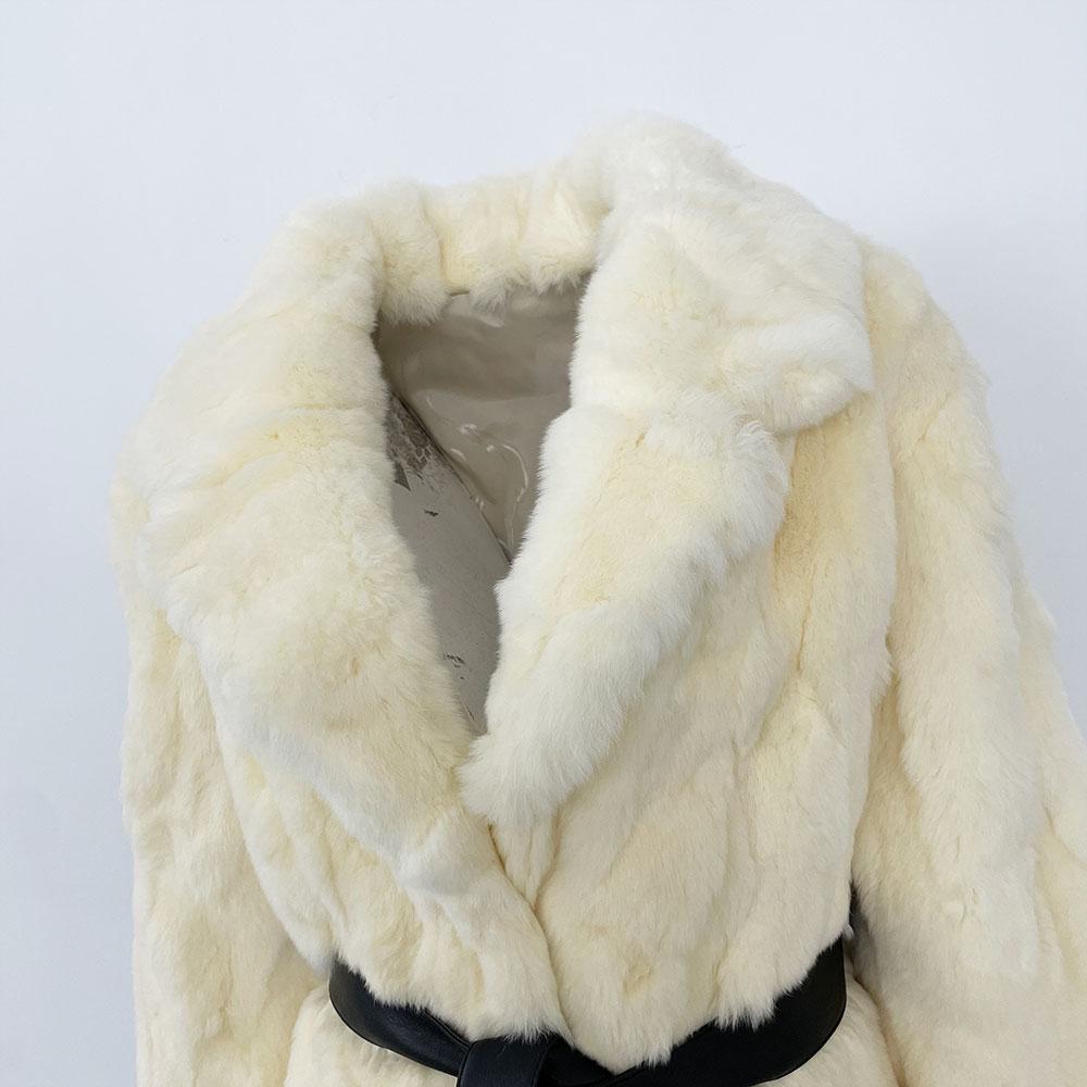 OFTBUY 2024 Winter Warm Plush Fur Top Women Jacket Long Real Fur Natural Rabbit Fur Coat Fashion New Style Can Be Customized