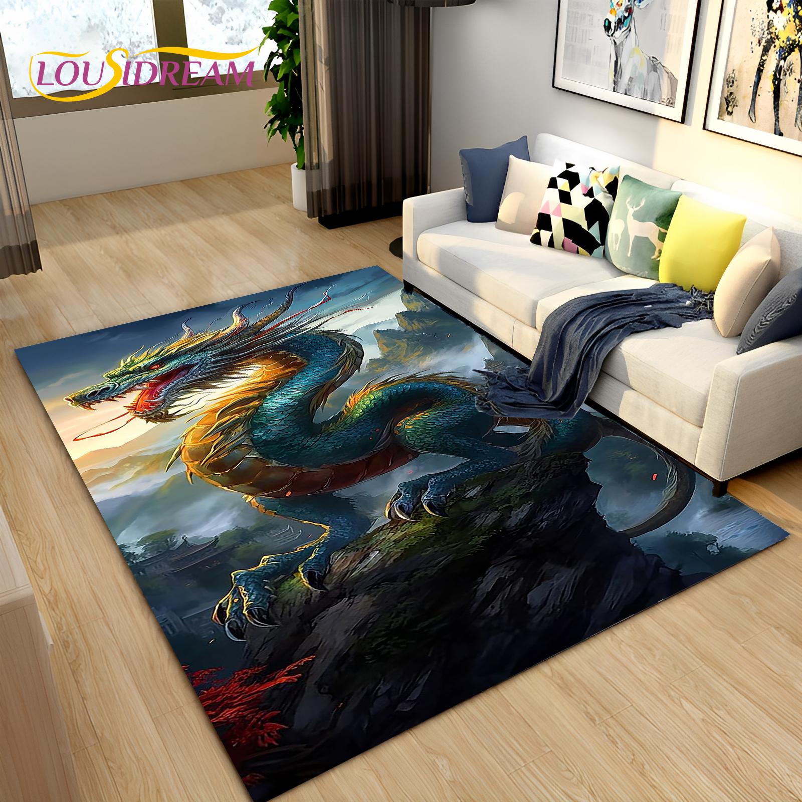 

Изысканный коврик с 3D рисунком китайского дракона, ковер для дома, гостиной, спальни, дивана, коврик для двери, нескользящий напольный коврик для детских игр 40x60cm