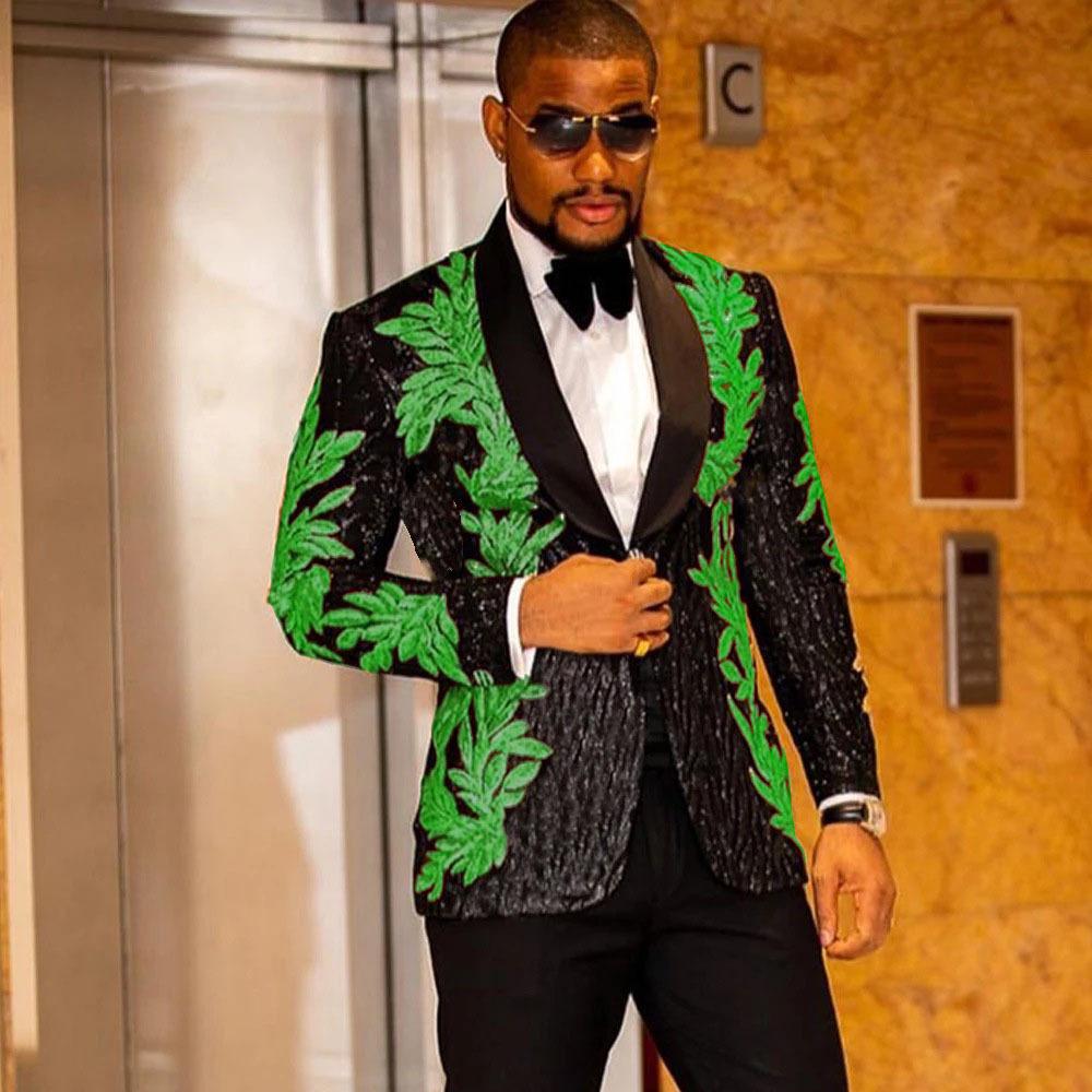 Men's Gold Sequin Patch Performance Suit Jacket