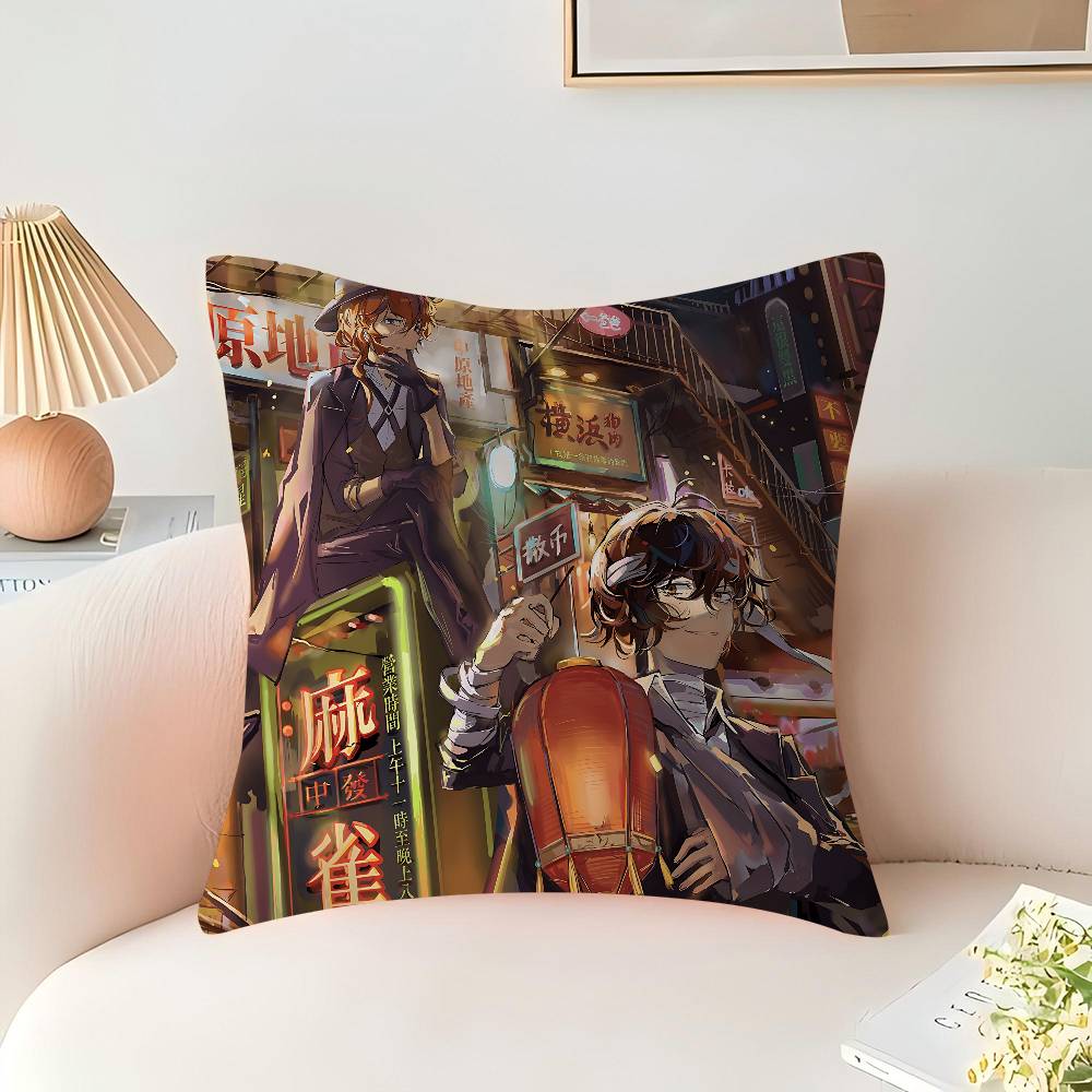 Anime B-Bungo Stray Dogs Cushion Cover Car Throw Pillow Case For Sofa Car Christmas Gift 40x40cm 45x45cm