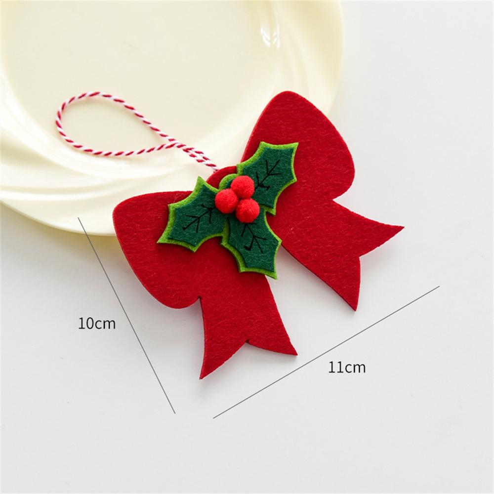 Christmas Bow Decoration Red Fruit Berries Green Leaves Hanging Ornaments DIY Xmas Trees Pendant for Holiday Home Party Decor
