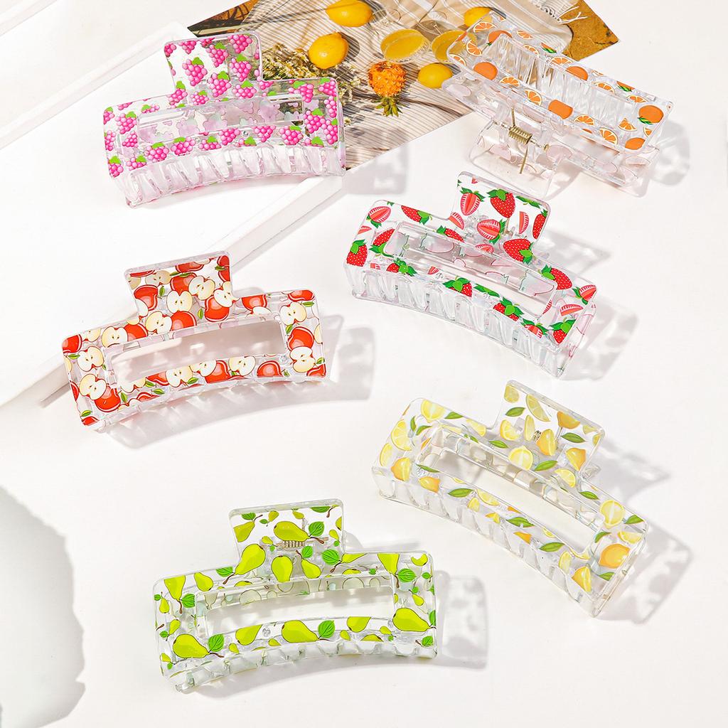 New Korean Print Flower Hair Claw Crab Print Hairpin Plastic Women Hair Clip Clamps Large Size Hair Accessories Girl Halloween