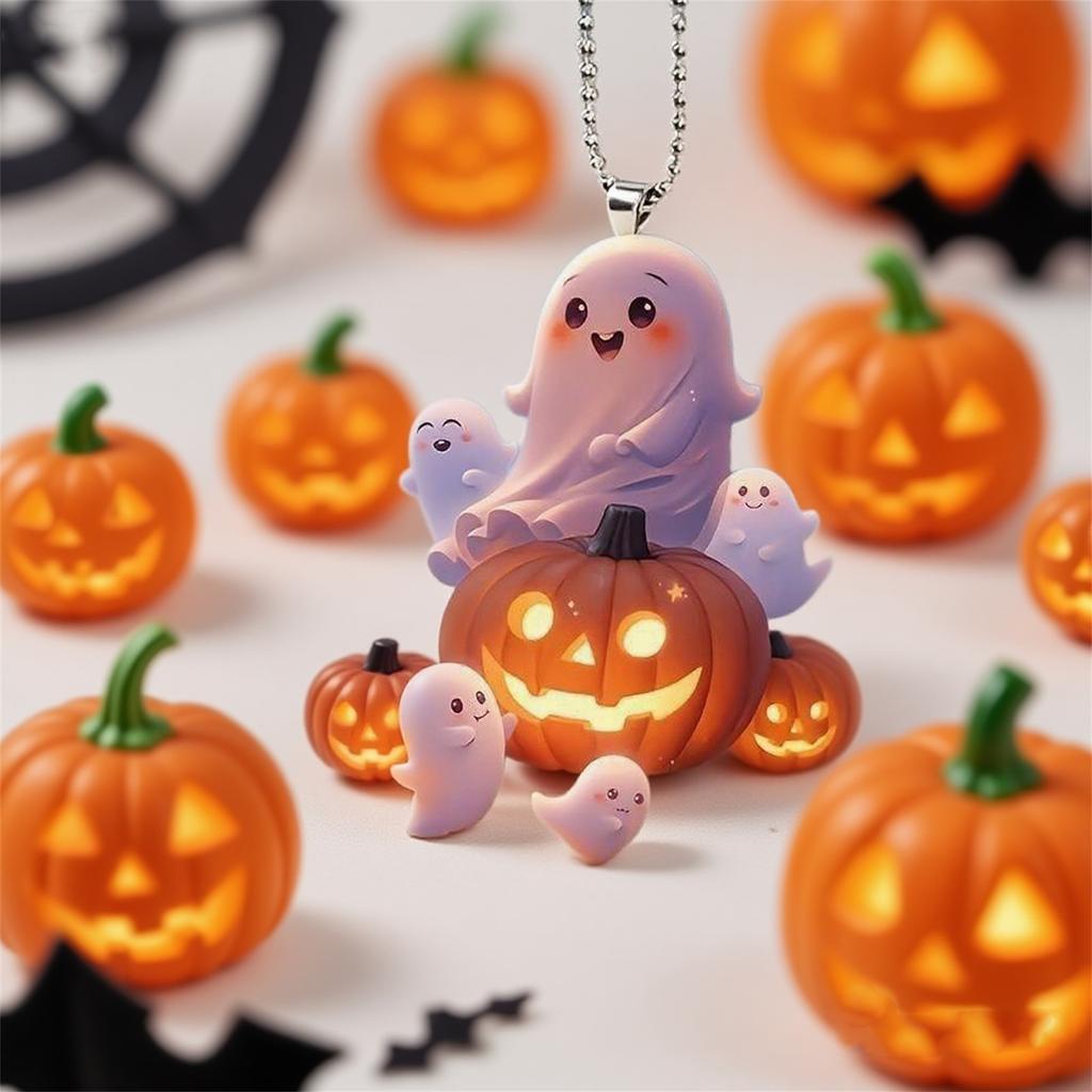 2D Akrylový Halloweenský Kreativní Přívěsek na Auto s Dýní, Klíčenka, Závěs na Batoh