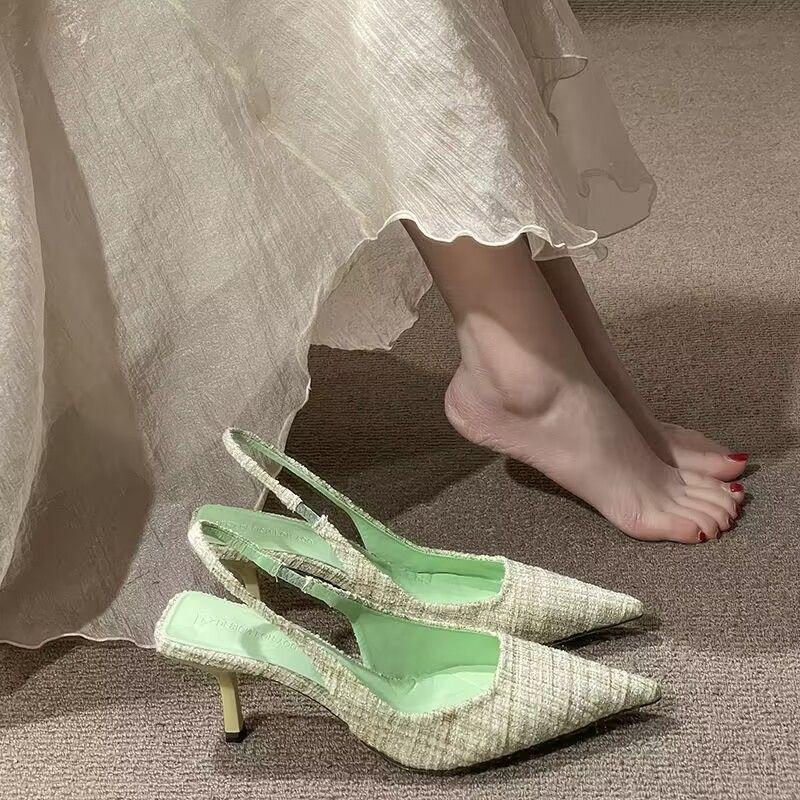 Size 35-43, Large Size Women's Shoes Internet Celebrity Design Sense High Heels Female Middle Heel Fairy Sandals 41 Bag Head French Shoes