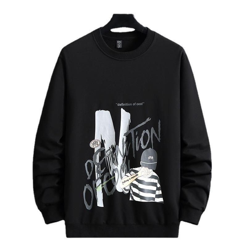 

Весенне-осенняя повседневная толстовка больших размеров, мужская универсальная спортивная толстовка 4XL-10XL 4XL чёрный