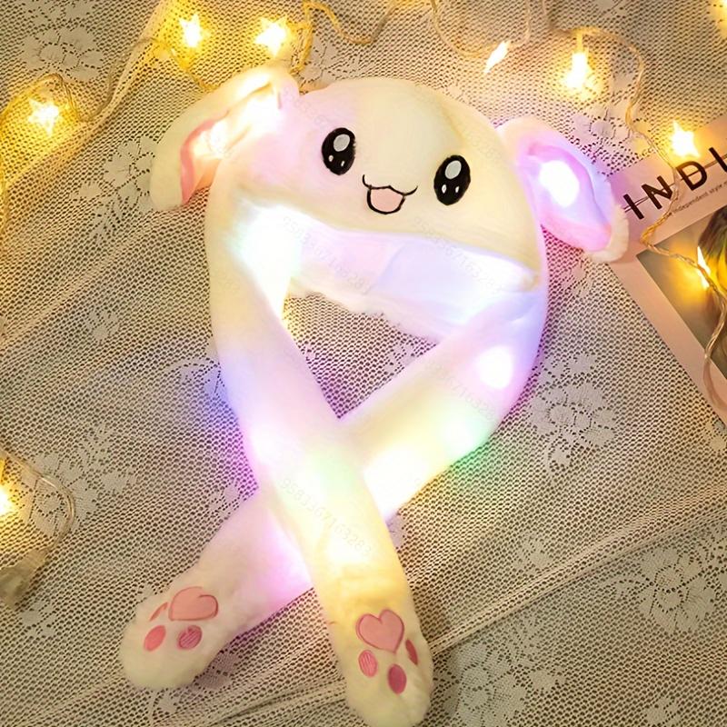 1 x Plush LED Illuminated Rabbit Ears Hat Cute Illuminated Adult Plush Hand Pinch Hat Activity Ears With Earmuffs Hat Gift Party белый