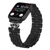 Watch Band For Apple Watch Series 10 9 8 7 SE 6 5 4 3 2 1 42mm 41mm 40mm 38mm 7-Bead Rhinestone Crown Stainless Steel Strap