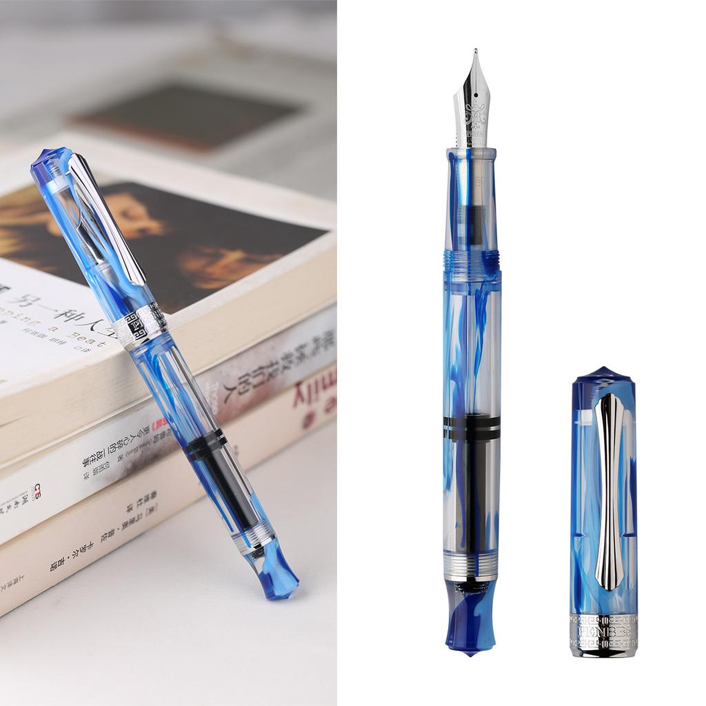 PENBBS 470 Vacuum Filling Fountain Pen Blade/Round Nib Pen Large Capacity Transparent Acrylic Business Writing Gift Pen