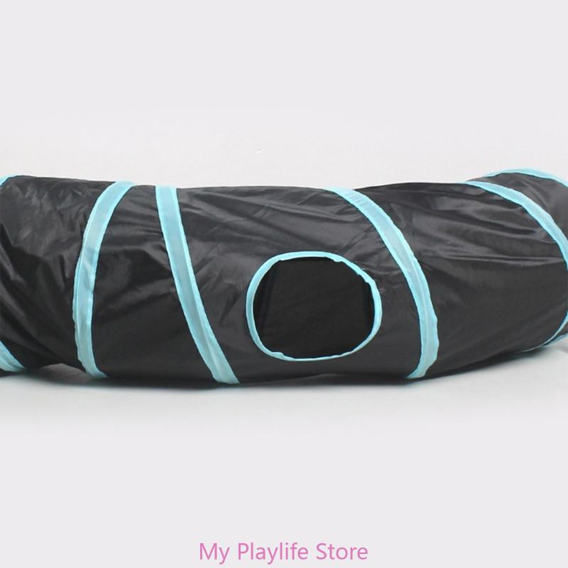 Collapsible Cat Tunnel Spring Tube 2 Holes S Shape Tunnels Toy Relieve Boredom for Indoor Kitten Rabbits Puppies