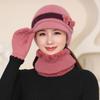 Ladies rabbit fur knitted thermal cap in the elderly grandmother fleece cold wool ear hat fashion mother
