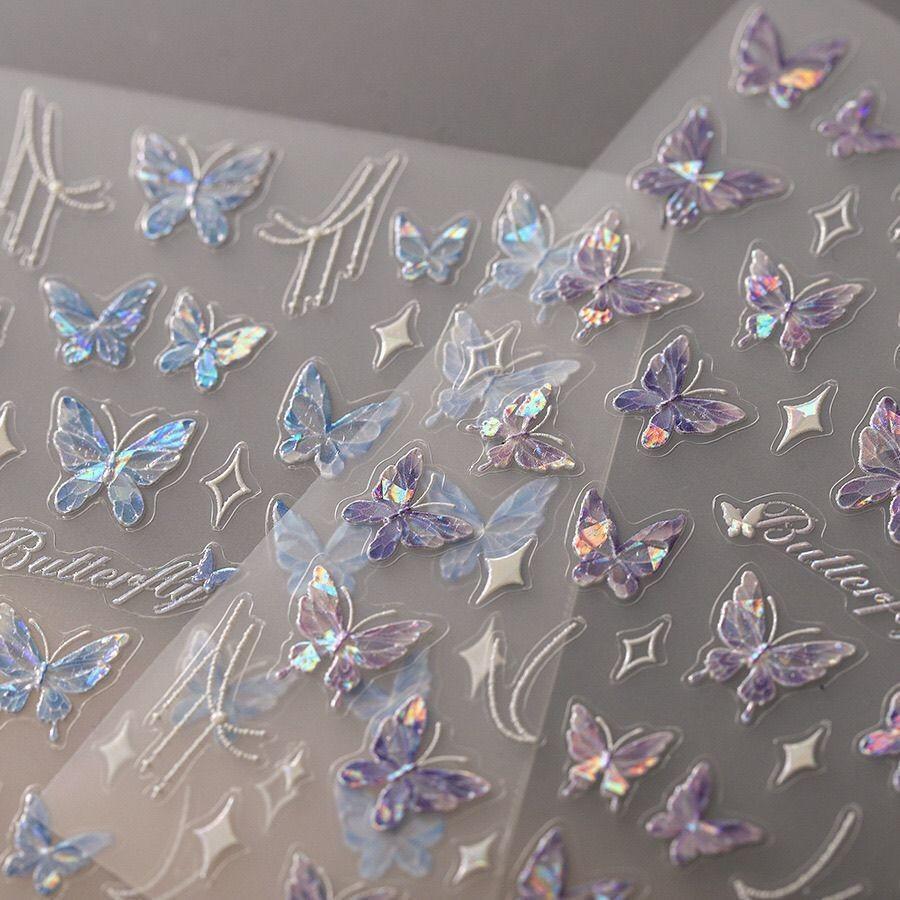 Shell Light Blue Butterfly Nail Art Sticker New Broken Purple Butterfly Beautiful Nail Sticker