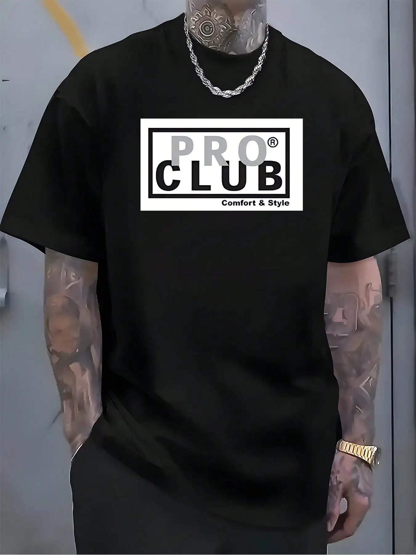 

MADE IN US 1pc MenS 100 Cotton Graphic TShirt PRO CLUB Design Casual Crew Neck Short Sleeve Spring Summer TShirt 3XL