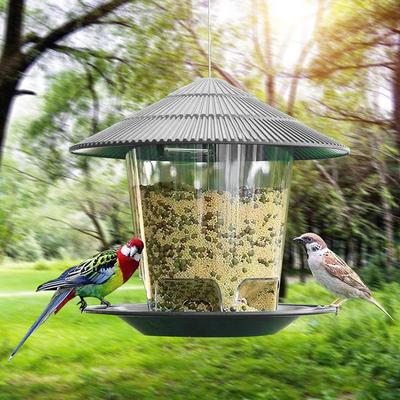 Vogelfutterspender Automatisch Hängend Außen Garten Pavillon Wildvogel Futterbehälter Mit Aufhängeseil Haus Dekoration Haustierbedarf