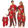 Christmas-print long-sleeve and long-pant matching family loungewear set