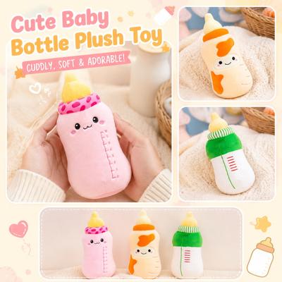 Plush Baby Bottle Stuffed Toy Soft Plush Doll Infant Feeding Bottle Shape Plushie for Kids Toddlers Nursery Room Decoration