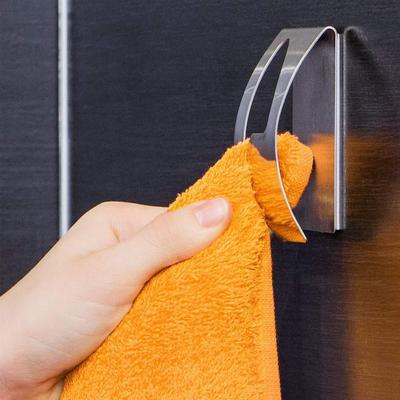 Accessories Kitchen Self Adhesive Hardware Clip Hanger Bathroom Holder Household Wall Mounted Towel Rack Storage Stainless Steel