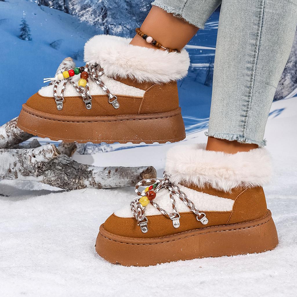 Fashion Luxury Fluffy Furry Fur Boots Woman's Ankle Booties 2025 Winter Ankle Boots Women Platform Shoes Antiskid Waterproof Ski Boots