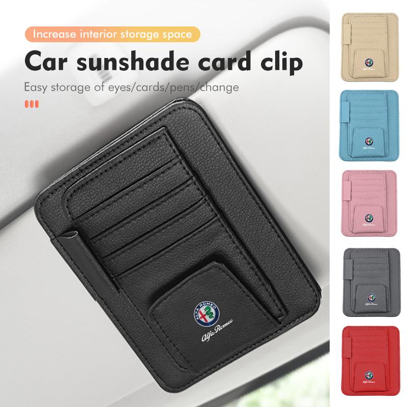 Car Sun Visor Organizer Multi-Pocket Card Glasses Storage Holder for Alfa Romeo AlfaRomeo Giulietta 159 Giulia 147 Mito 156