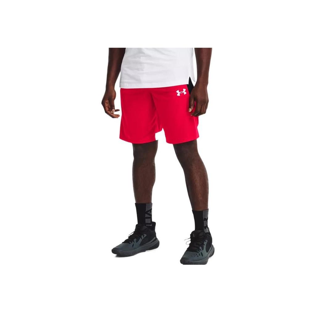 Under Armour Color-Block Logo Straight-Leg Sports Shorts Men Bottoms Red 1370220-600