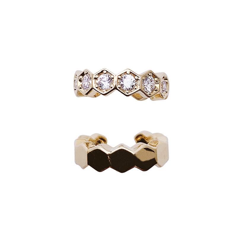 Elegant French Zirconia Honeycomb Ear Cuff Set: Light Luxury, Versatile, No Piercing Needed for Women