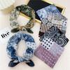 58 Cashew Silk Small Square Scarf: Korean Style Cotton Linen Printed Headscarf and Hairband for Women, Ideal for Spring, Summer, and Autumn.