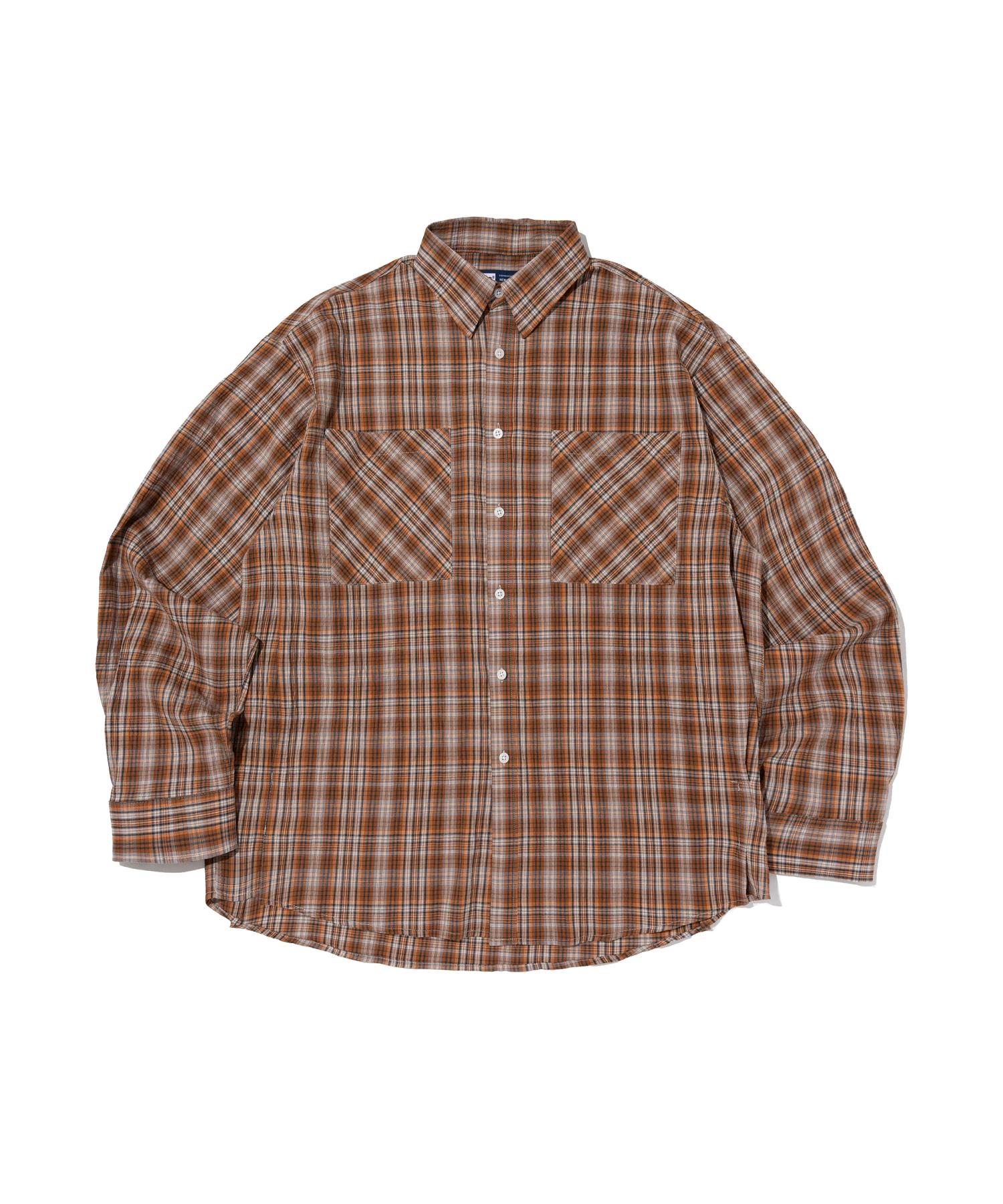 Cargo Bros Two-Pocket Seersucker Oversized Shirt (Orange) Free