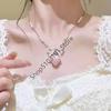 Sweet Strawberry Bowknot Pearls Pendant Necklace Elegant Beaded Neck Jewelry Piece For Women Girls Gift