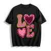 Love Glitter Print Casual Crew Neck Long Sleeve Top For Adults Pure Cotton T-shirt