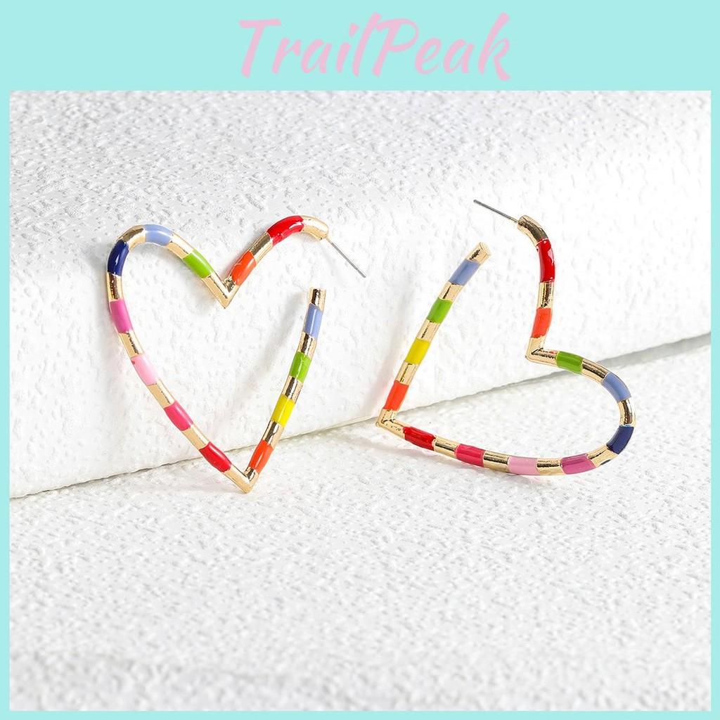 Trendy European And American Style Creative Heart Hoop Earrings Alloy Material