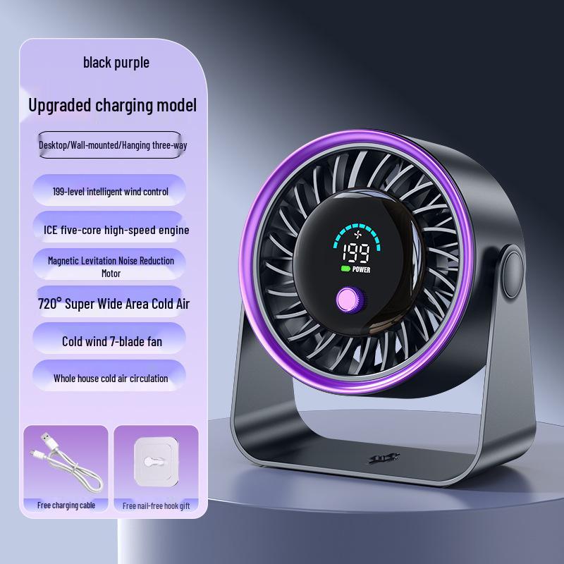2026 Rechargeable Digital Display Turbine Fan: Wall-Mountable Desktop Fan with Large Airflow