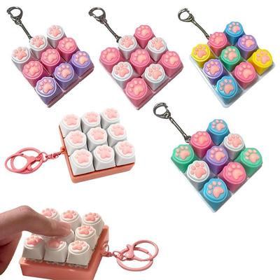 Silent Keyboard Fidget Toy,Fidget Keyboard For Stress Relief Cat's Paw Keyboard Fidget Clicker,ANTI-Anxiety Keyboard Keychains