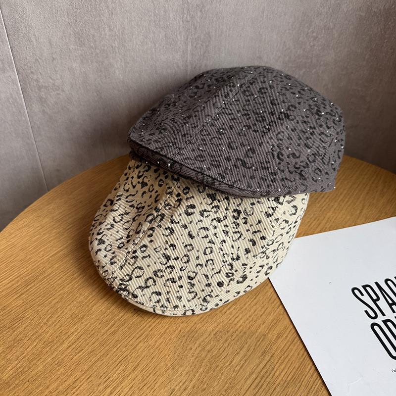 Retro Leopard Print Beret Hat For Women Summer Spring Fall Breathable Sun Protection