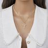 Stainless Steel Plated Pendant Necklace Women With Crystal Zircon Cross Charm Fashion Minimalist Locket Chain Jewelry