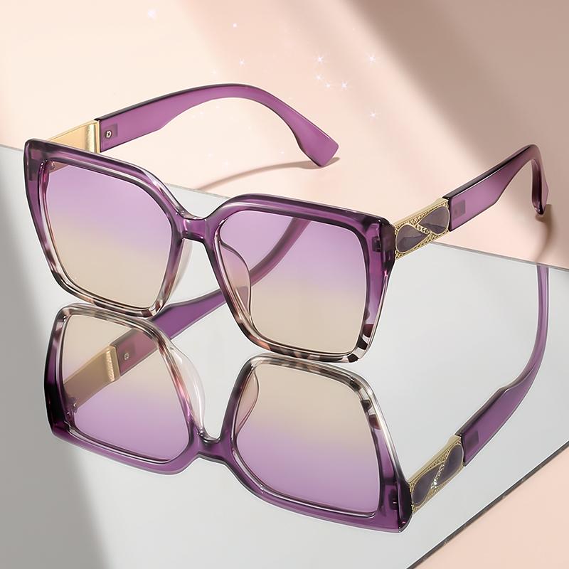 Großrahmige Color-Blocking-Sonnenbrille mit hochwertigem Design und Verzierungen aus Imitationsedelsteinen ist eine modische Sonnenbrille