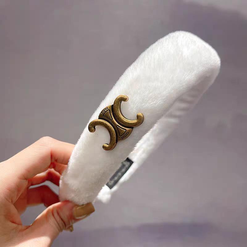 Imitation Mink Fur Wide Edge Headband for Women - Autumn/Winter Face Washing Accessory