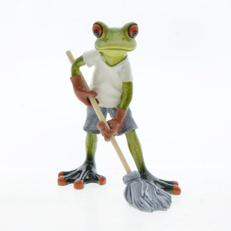 Frogs Statues for Garden Resin Mopping Frogs Figurines Outdoor Lawn Ornament Frogs Garden Statues Housewarming Gift