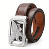 Genuine Leather Men's Belt Golden Silvery Automatic Eagle Buckle Waistband for Man High Quality Designer Male Waist Strap 3.5CM