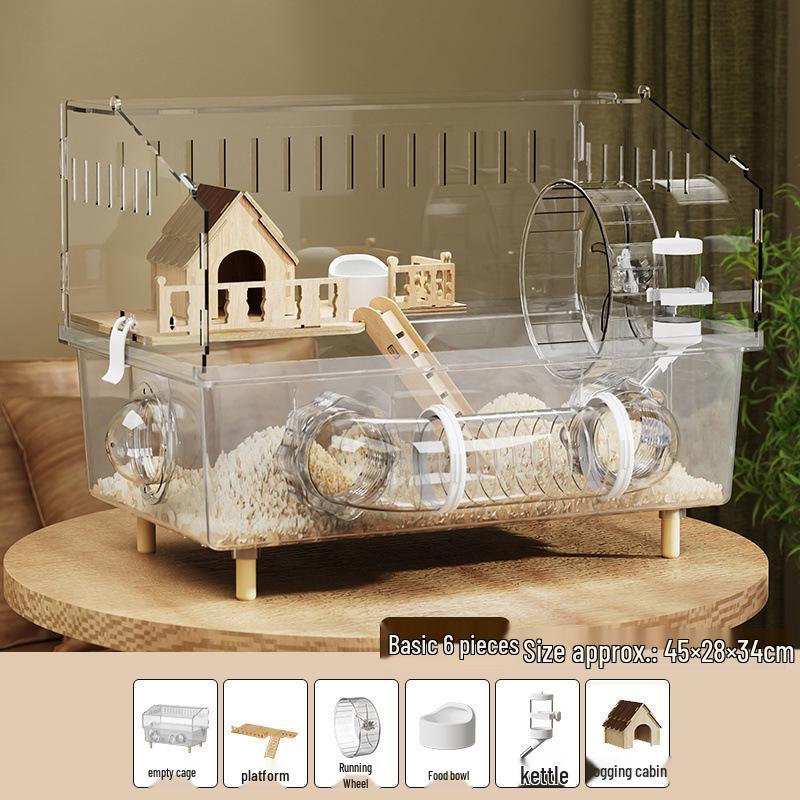 Luxury Acrylic Hamster Villa: Spacious, Transparent Breeding Box with Nest for Golden Hamsters