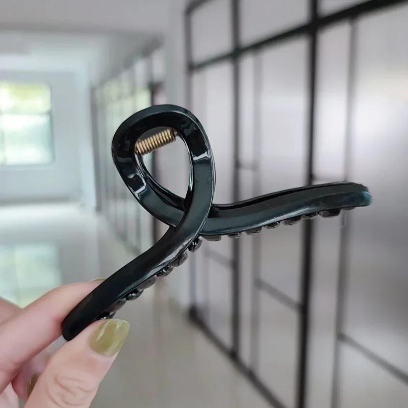 Korean Simple Solid Color Hair Claw For Women Crab Clip Fashion Acrylic Cross Big Hairpins Girls Accessories