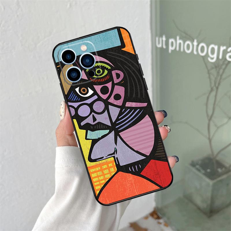 Picasso Abstract Art Painting Silicone Soft Case For iPhone 17 Air 11 14 15 16 Pro Max 13 12 Mini 16 Plus 16e Back Cover