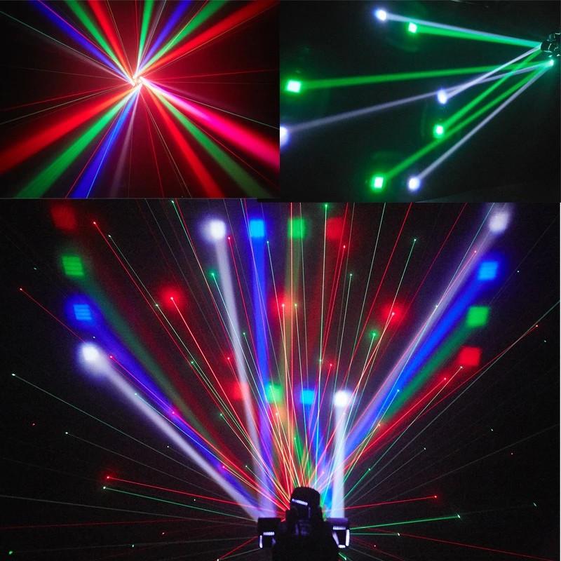 4 Arm Stage Beam Laser Light LED Beam Moving Head Stage Light DMX512 Sound Control KTV Laser Disco Bar Party Light