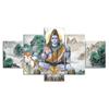Lord Shiva Nandi Bull Tiger Skin Blessing 5 Piece Five Panel Wall Canvas Print Modern Art Poster Picture Home Decor Gift For Him For Her