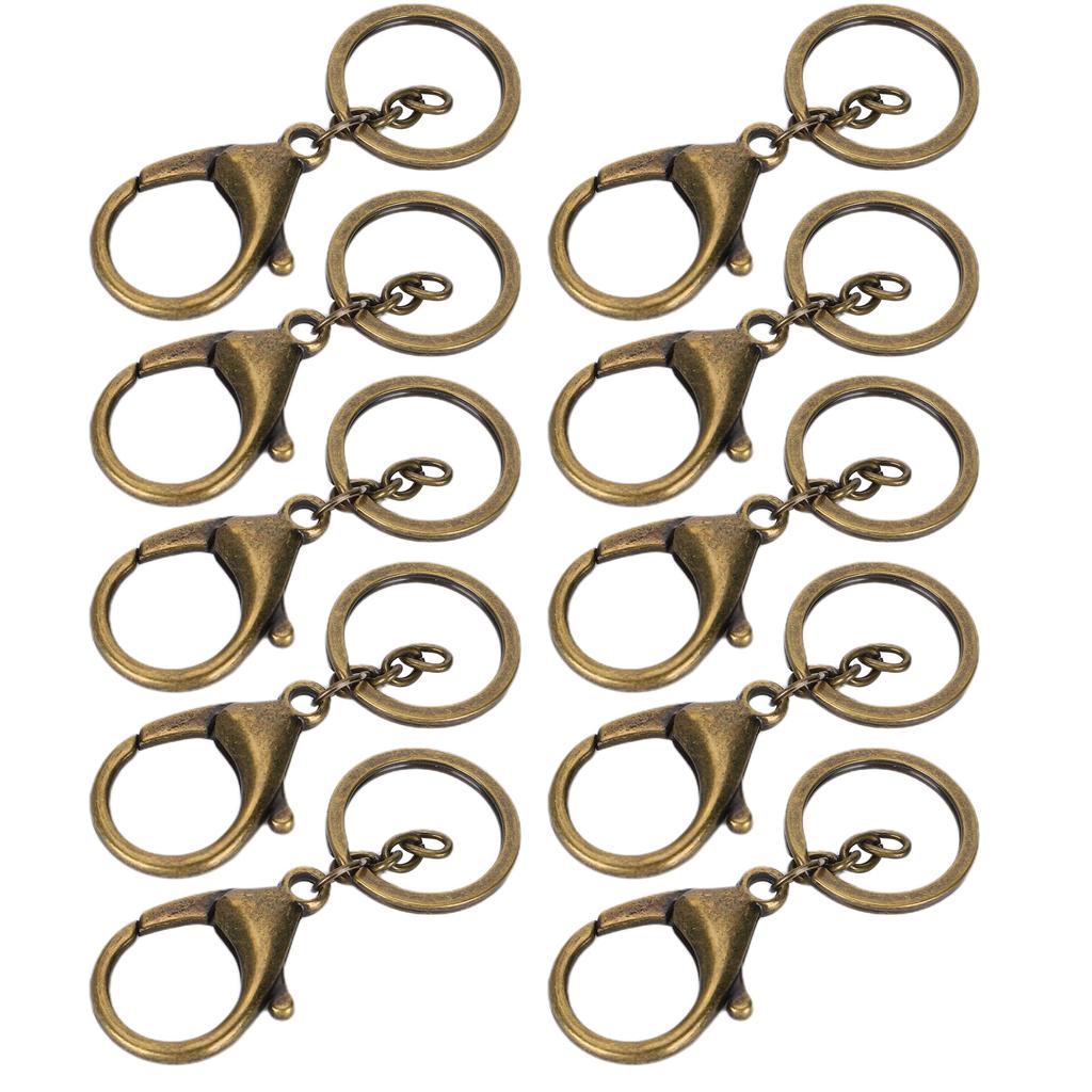 10Pcs Key Chain Plating Non Fading Simple Keychain Bag Buckle Lobster Clasp Hook(Antique Brass )