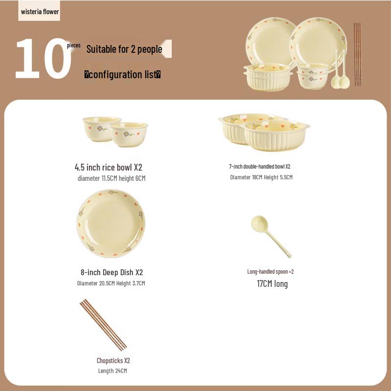 Cream Style Ceramic Dinnerware Set (10-Piece for 2)