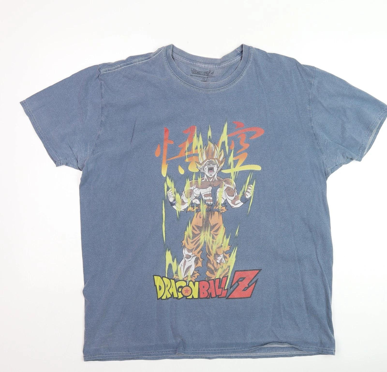 Dragon Ball Z Men s Blue Large Graphic T-Shirt Cotton Crew Neck L