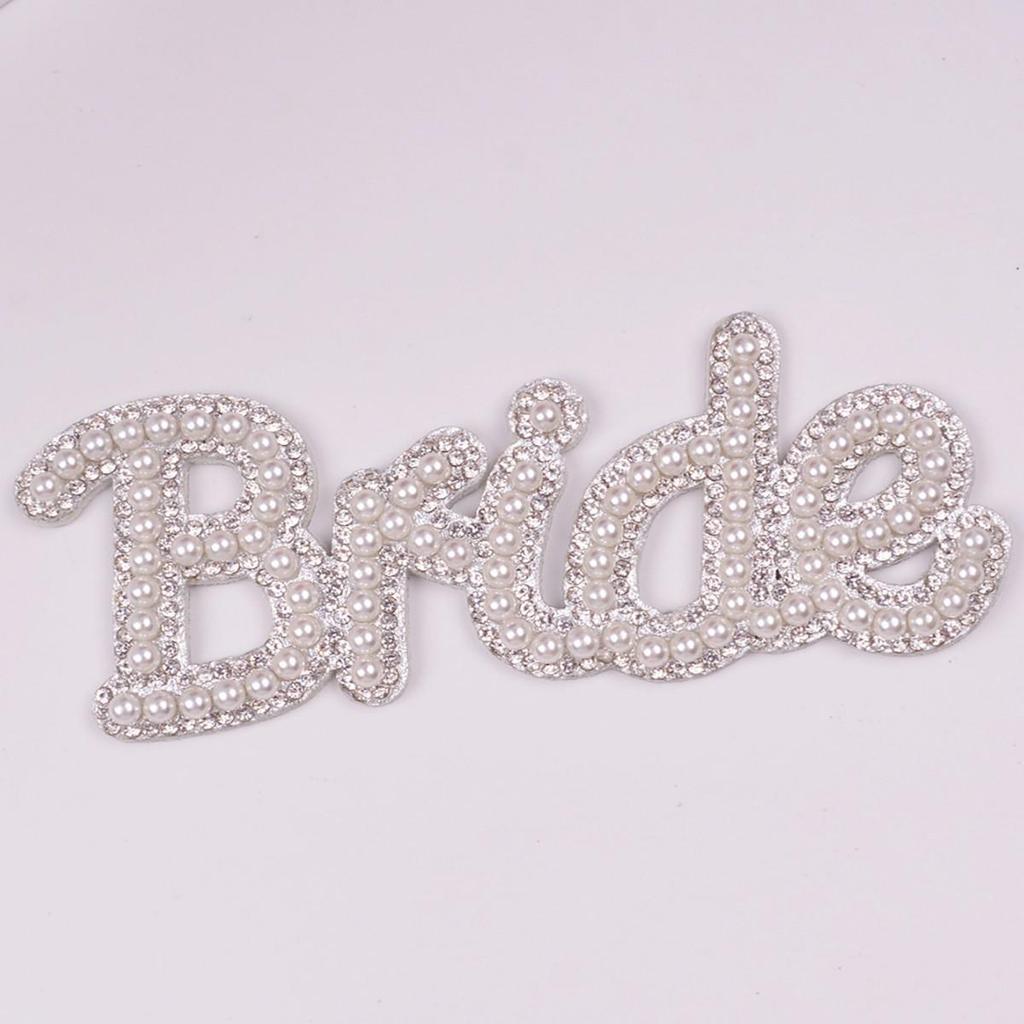Exquisite Pearl Bride Rhinestone Letter Stickers for DIY Fashion: Clothing, Shoes, Hats Accessories