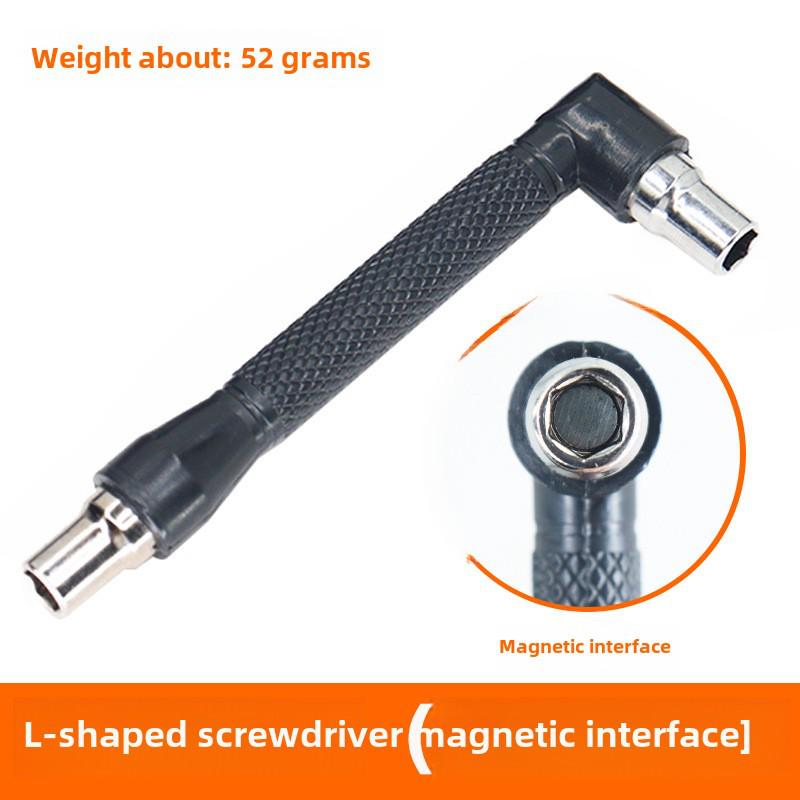 L-Type Double-Head Screwdriver, 6.35MM Interface, 1/4 Right Angle Handle for Tight Spaces