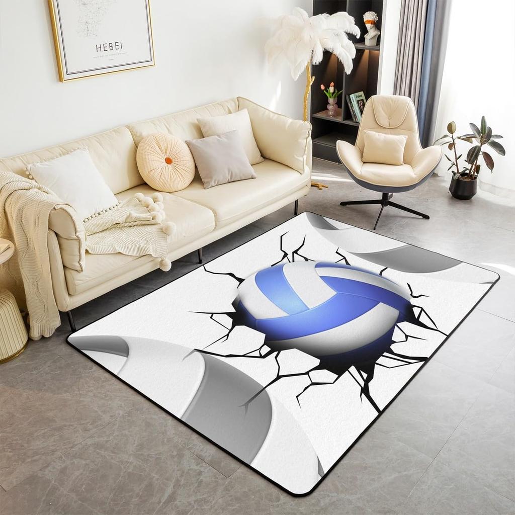 Erosebridal Baseball Area Rug 3x5, Ball Sports Rectangular Carpet for Living Room Bedroom, Vintage Laces Games Printed Kids Girls Washable I