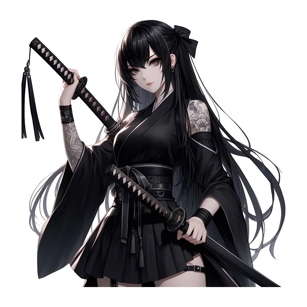 

EARLFAMILY 13см Мультяшная Женщина Самурай Наклейка на Автомобиль Крышка Багажника Окно Грузовика Бампер Наклейка Водонепроницаемый Виниловый Декор