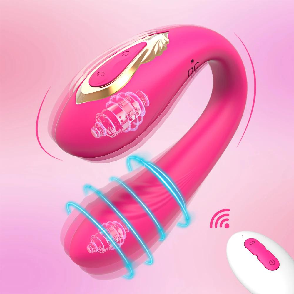 Wireless Remote Control Vibrating G Spot Clitoris Stimulator Double Penetration Dildo Vibrators Couples Adult Sex Toys for Women